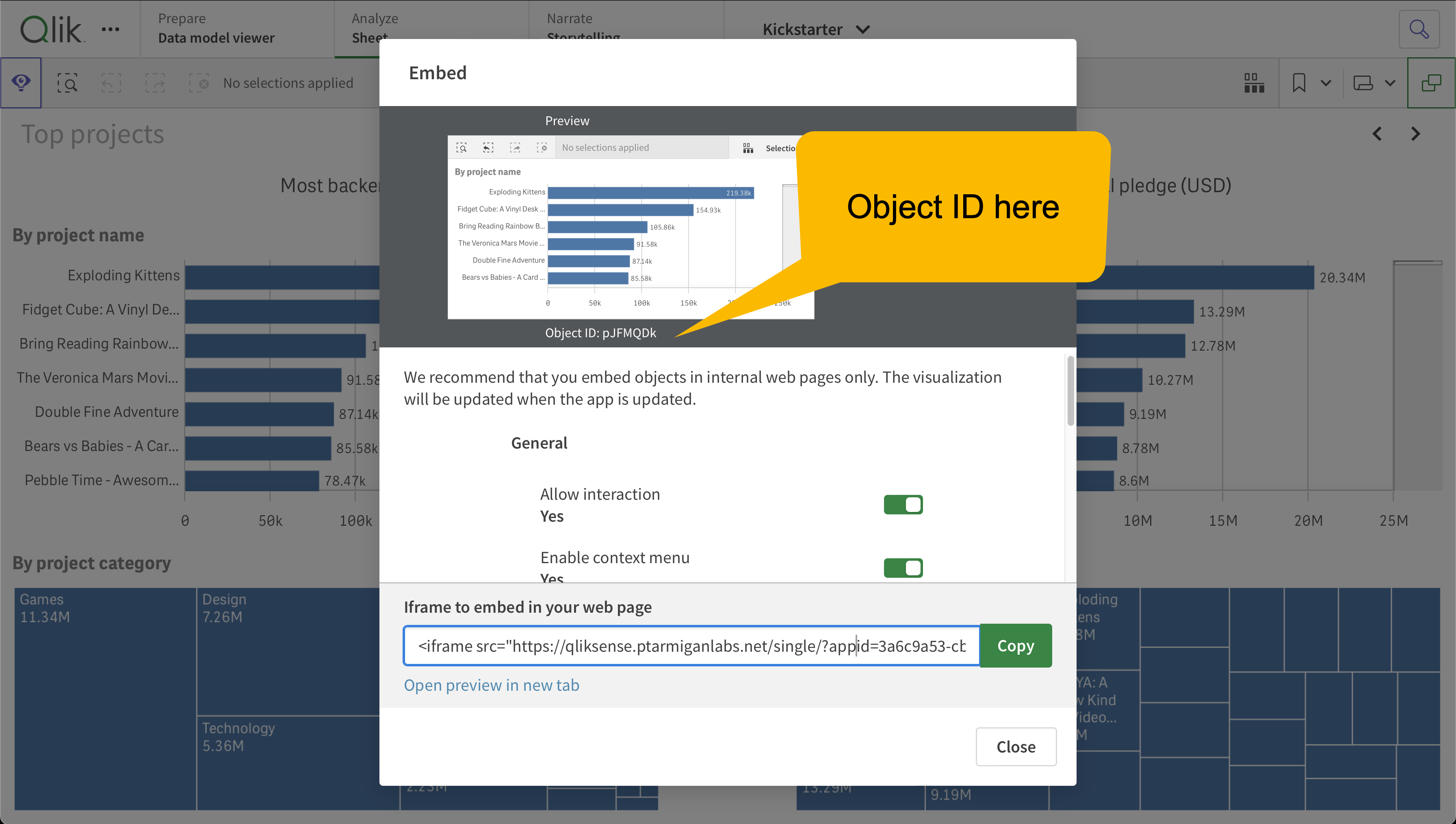 Get the object ID from the Share dialog within the Sense app itself Get the object ID from the Share dialog