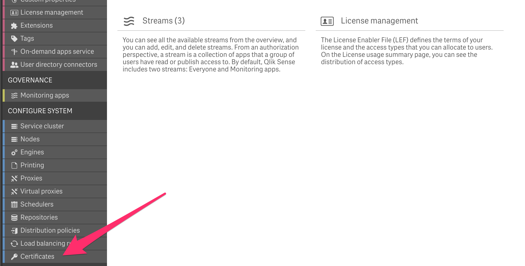 Exporting certificates from Qlik Qlik Sense certificate export